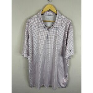 Maelreg Performance Polo Shirt‎ Mens 3XL White Red Blue Grid Check Golf